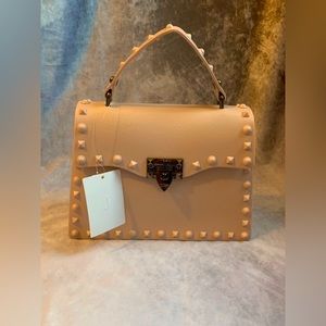 J Studded Pale Shell Pink Purse. Detachable Crossbody Strap. NWT.